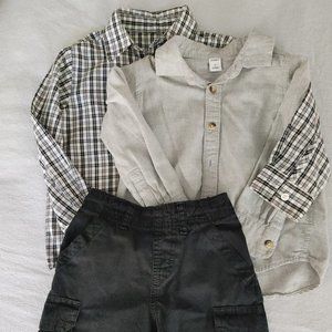 Bundle 1x short and two button down shirt, size 4
